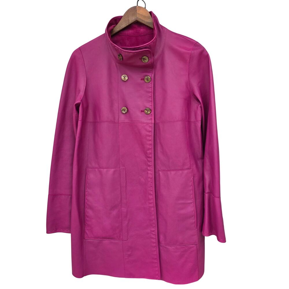 Women's Reversible Suede Leather Jacket Fuchsia Pink